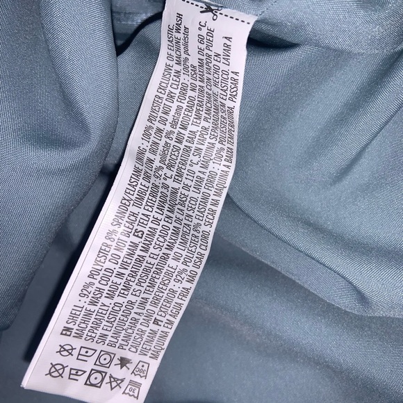 Teal Satin Mini Slip Dress - Picture 8 of 9